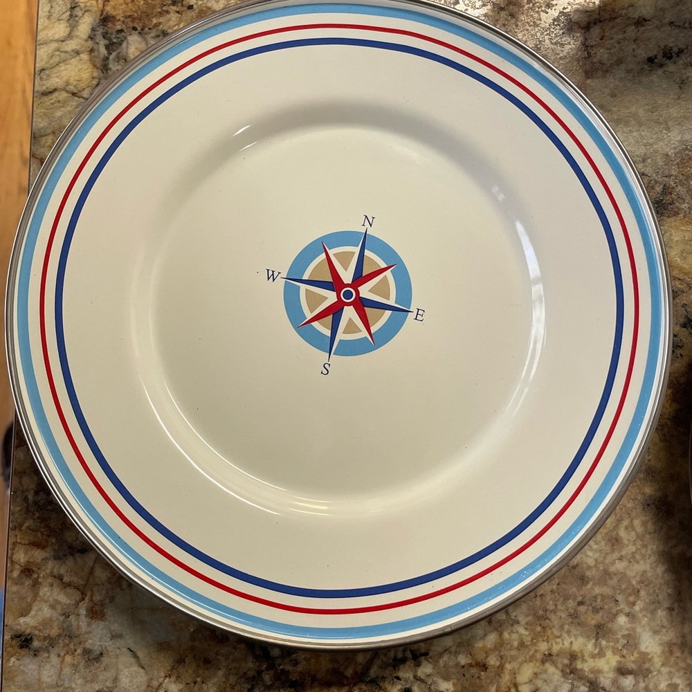 4 Enamel Salad Plates 9x9